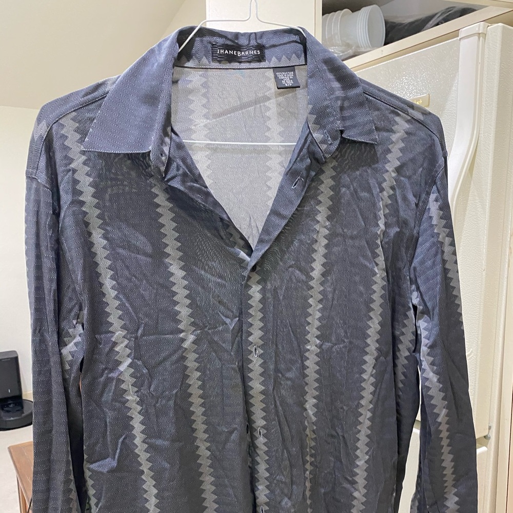 Jhane Barnes button down dress shirt 100% silk